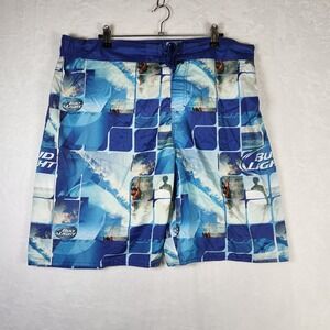 Bud Light Board Shorts Mens Swim Trunks Surfing‎ Beach Blue White XXL